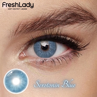 Picture of New Freshlady 5 HT Blue Color Contact Lens With regular kit box for men & women. 1 pair Freshlady Color Contact Lens For Eye makeup/Eye Fashion. Freshlady La Girl Series. #5ht