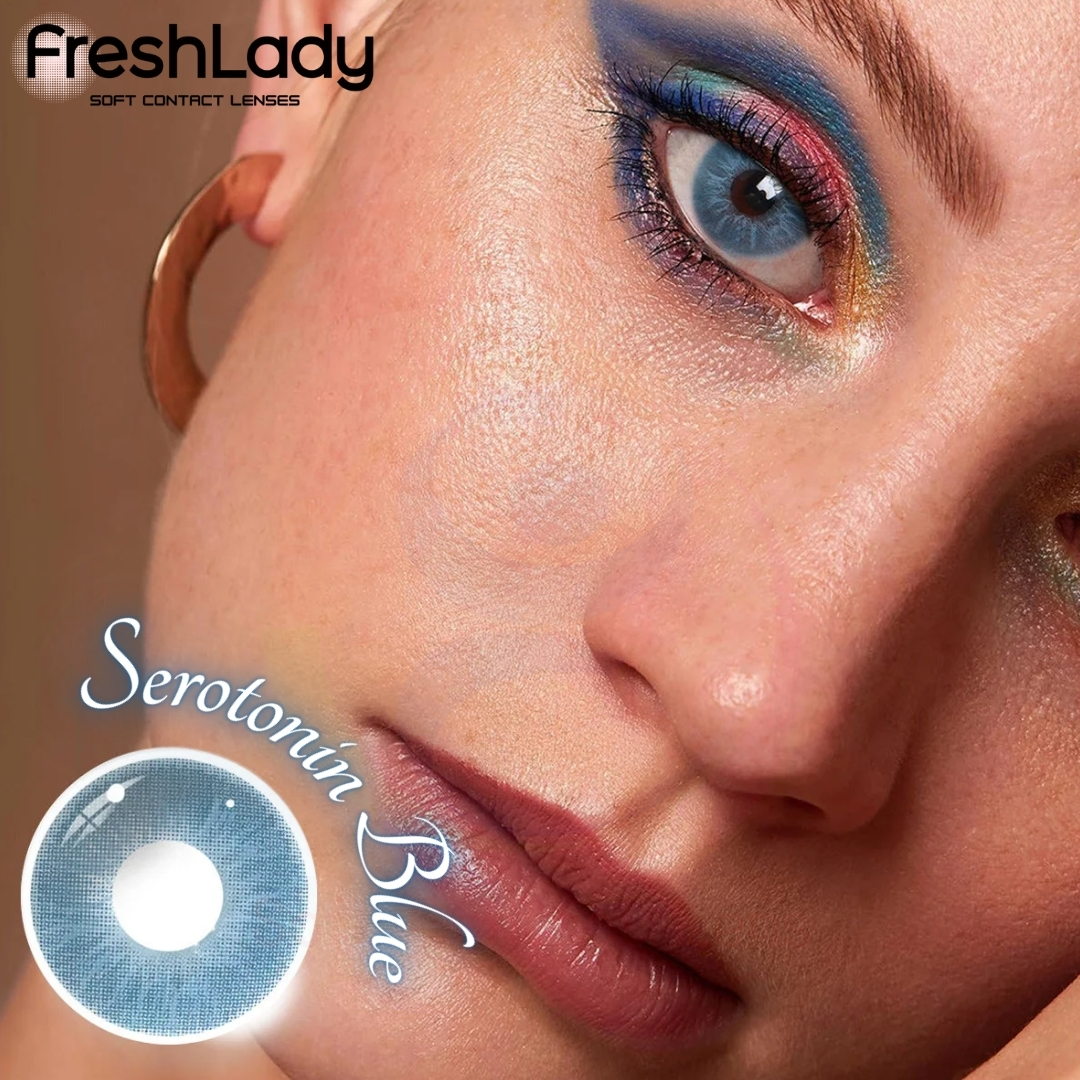 Picture of New Freshlady 5 HT Blue Color Contact Lens With regular kit box for men & women. 1 pair Freshlady Color Contact Lens For Eye makeup/Eye Fashion. Freshlady La Girl Series. #5ht