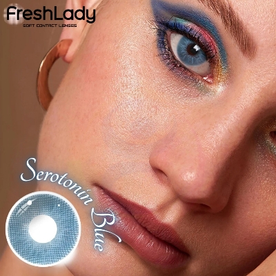 Picture of New Freshlady 5 HT Blue Color Contact Lens With regular kit box for men & women. 1 pair Freshlady Color Contact Lens For Eye makeup/Eye Fashion. Freshlady La Girl Series. #5ht