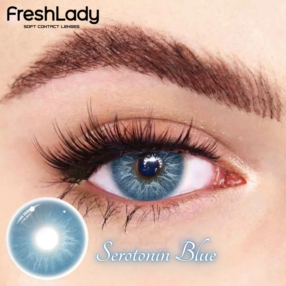 Picture of New Freshlady 5 HT Blue Color Contact Lens With regular kit box for men & women. 1 pair Freshlady Color Contact Lens For Eye makeup/Eye Fashion. Freshlady La Girl Series. #5ht