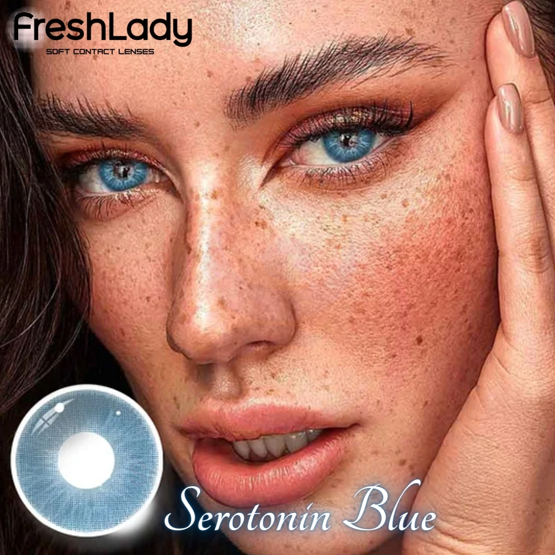 Picture of New Freshlady 5 HT Blue Color Contact Lens With regular kit box for men & women. 1 pair Freshlady Color Contact Lens For Eye makeup/Eye Fashion. Freshlady La Girl Series. #5ht