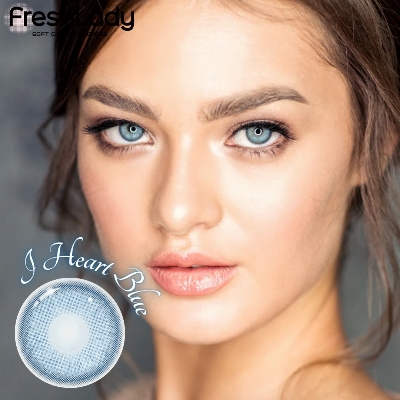 Picture of New Freshlady I Heart Blue Color Contact Lens With regular kit box for men & women. 1 pair Freshlady Color Contact Lens For Eye makeup/Eye Fashion. Freshlady I Heart Series. #iheartblue