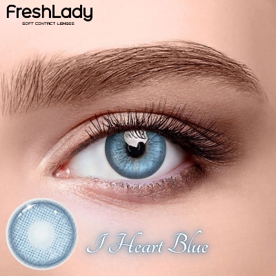 Picture of New Freshlady I Heart Blue Color Contact Lens With regular kit box for men & women. 1 pair Freshlady Color Contact Lens For Eye makeup/Eye Fashion. Freshlady I Heart Series. #iheartblue