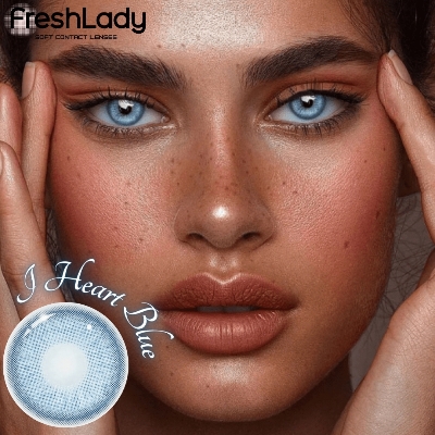 Picture of New Freshlady I Heart Blue Color Contact Lens With regular kit box for men & women. 1 pair Freshlady Color Contact Lens For Eye makeup/Eye Fashion. Freshlady I Heart Series. #iheartblue