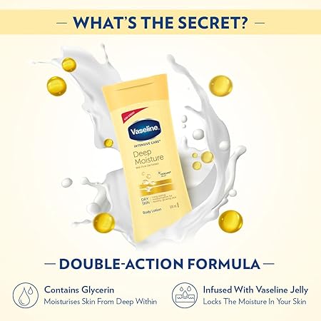 Picture of Vaseline Intensive Care, Deep Moisture Nourishing Body Lotion, for Radiant, Glowing Skin, with Glycerin, Non-Sticky, Fast Absorbing, Daily Moisturizer for Dry, Rough Skin, For Men & Women - 100ml