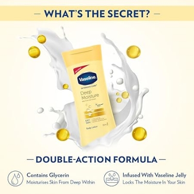 Picture of Vaseline Intensive Care, Deep Moisture Nourishing Body Lotion, for Radiant, Glowing Skin, with Glycerin, Non-Sticky, Fast Absorbing, Daily Moisturizer for Dry, Rough Skin, For Men & Women - 100ml