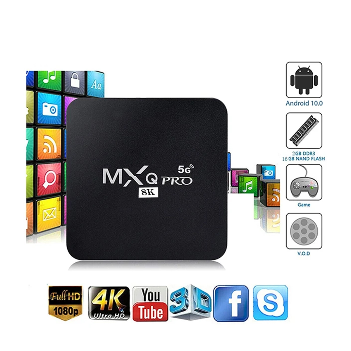 Picture of MXQ Pro 8K 5G Android Smart TV Box  -  8GB/128GB, Free Dish Line TV Channel, Android TV Box , 4K TV Box Authentic Make