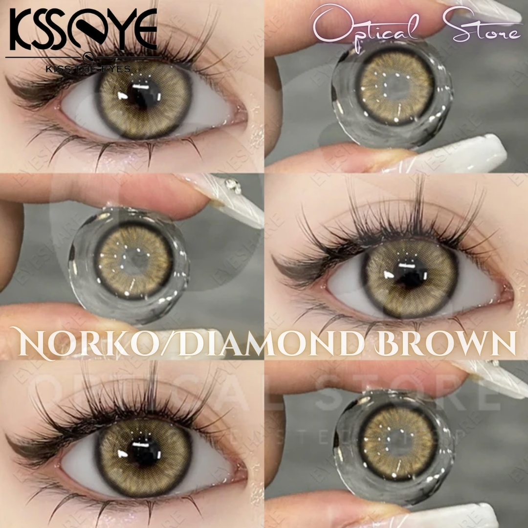 Picture of KSSEYE Diamond/Norko Brown Color Contact Lens with regular Kit Box For men & Women. Ksseye Diamond Series. #norko.brown