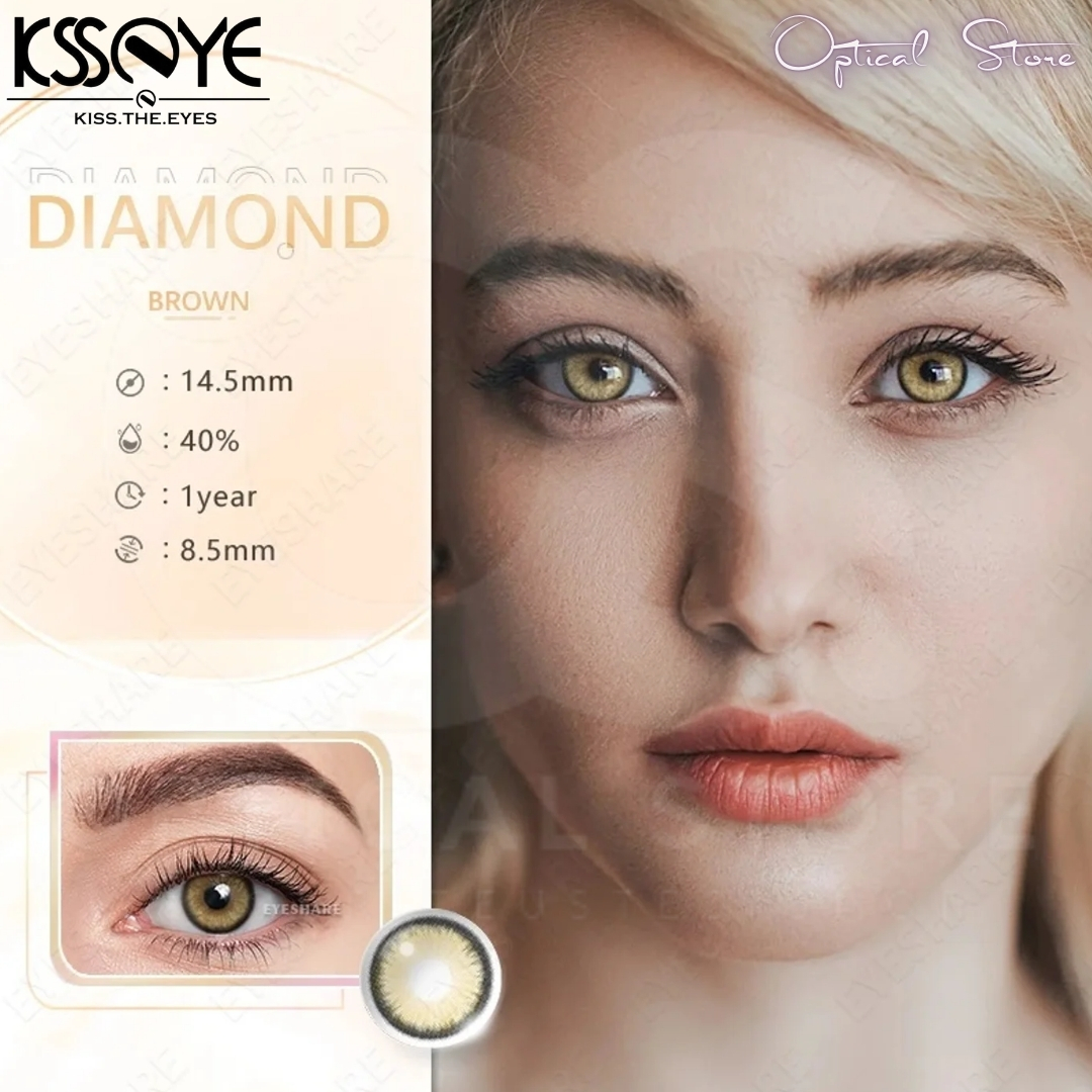 Picture of KSSEYE Diamond/Norko Brown Color Contact Lens with regular Kit Box For men & Women. Ksseye Diamond Series. #norko.brown