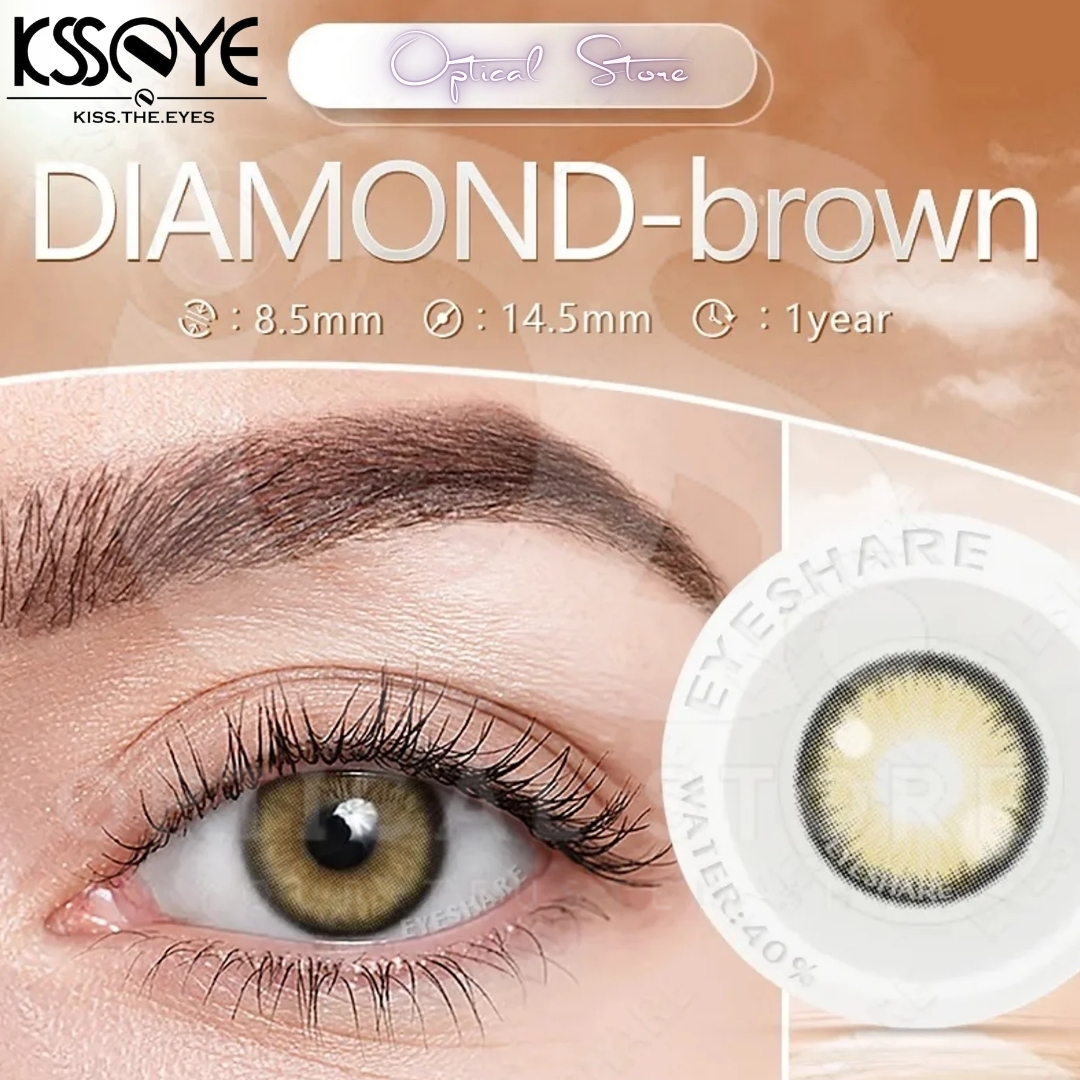 Picture of KSSEYE Diamond/Norko Brown Color Contact Lens with regular Kit Box For men & Women. Ksseye Diamond Series. #norko.brown