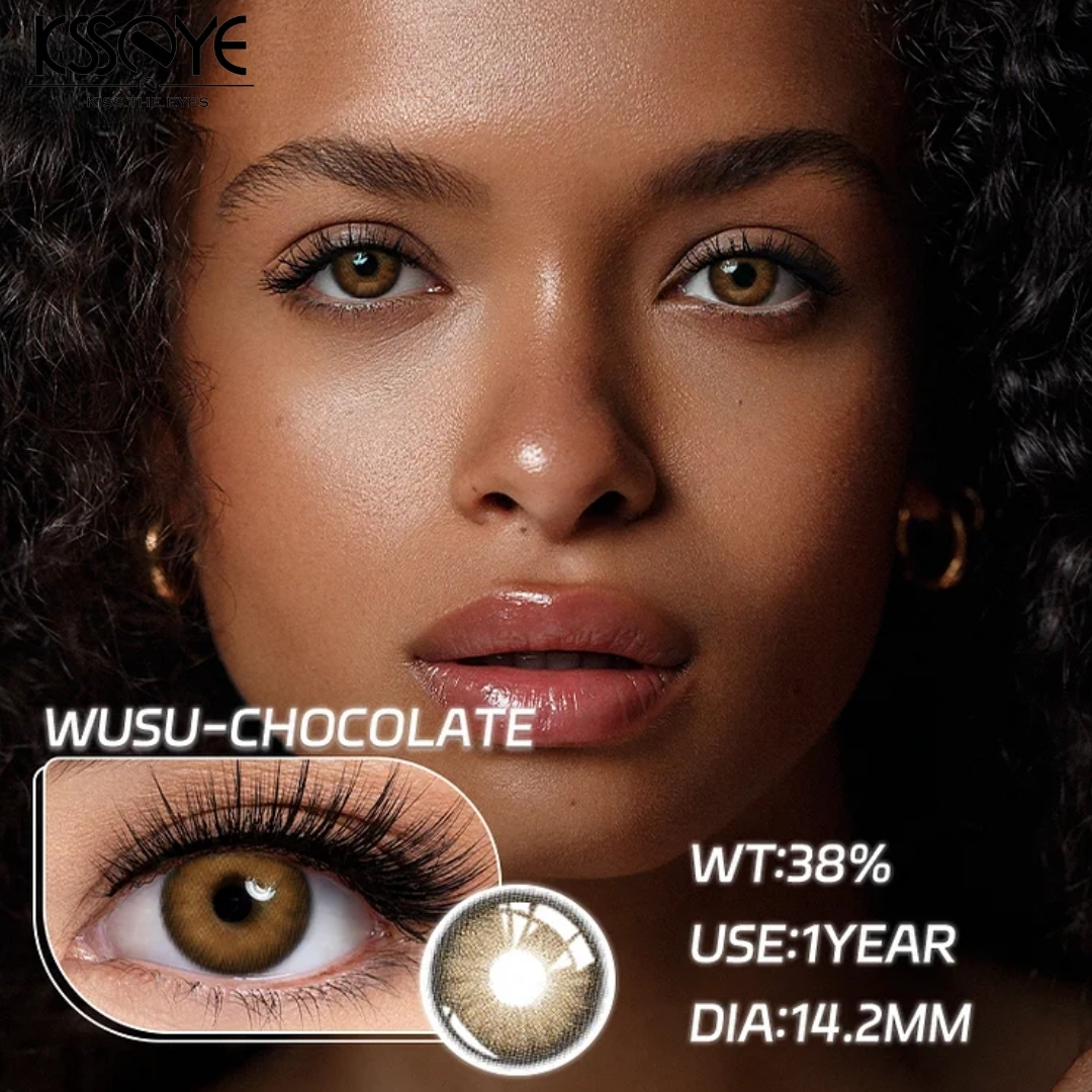 Picture of New Ksseye Wusu Chocolate Color Contact Lens With Regular Kit Box For Men And Women. 1 Pair Ksseye Color Contact Lens For Eye Mackup Cosmetics. Ksseye Wusu Chocolate. #wusuchocolate