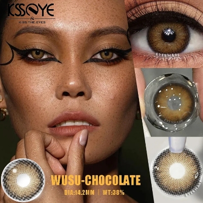 Picture of New Ksseye Wusu Chocolate Color Contact Lens With Regular Kit Box For Men And Women. 1 Pair Ksseye Color Contact Lens For Eye Mackup Cosmetics. Ksseye Wusu Chocolate. #wusuchocolate