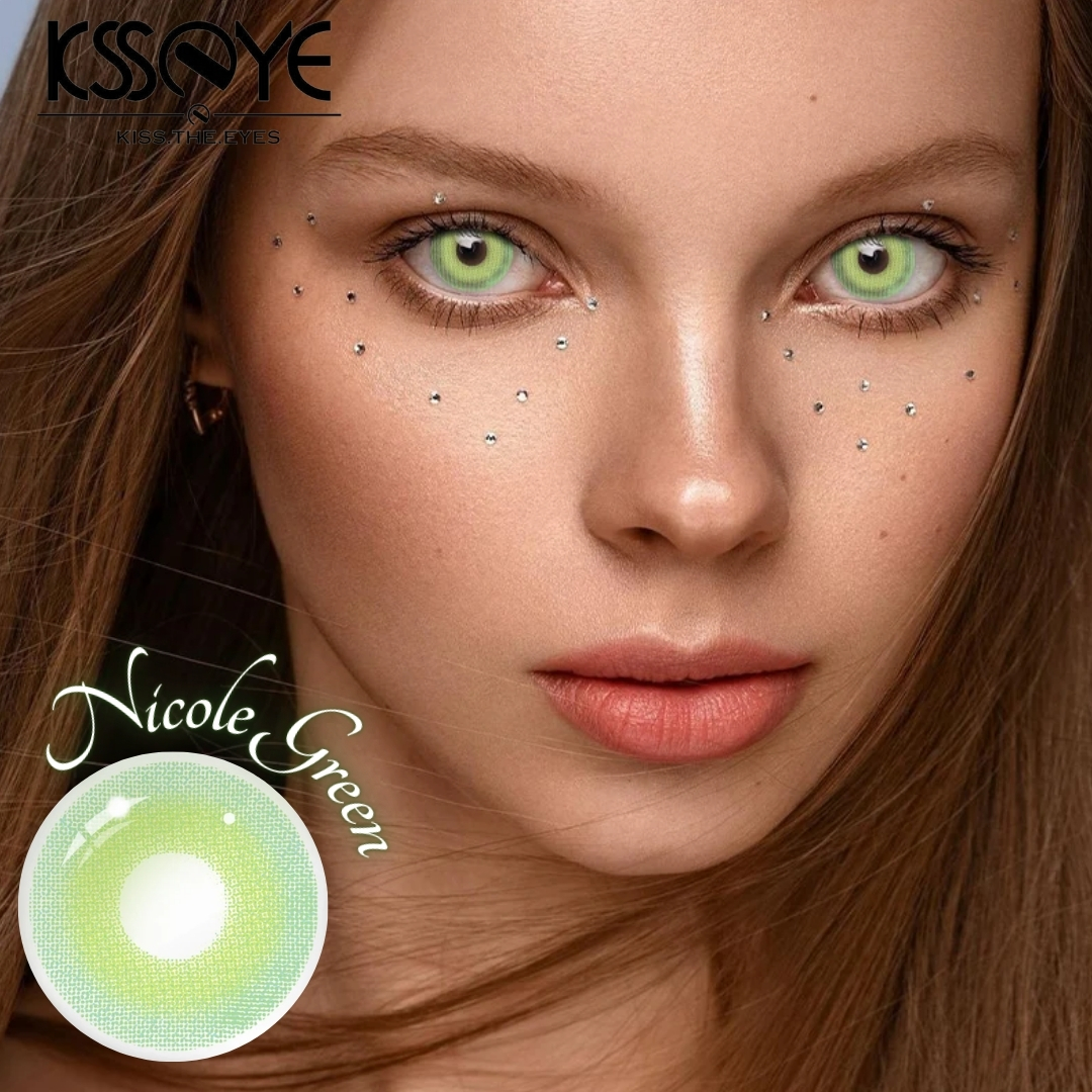 Picture of New Ksseye Nicole green Color Contact Lens With Regular Kit Box For Men and Women.1pair Premium Quality Ksseye Color Contact Lens For Eye fashion Makeup. Ksseye Nicole Series. #nicolegreen