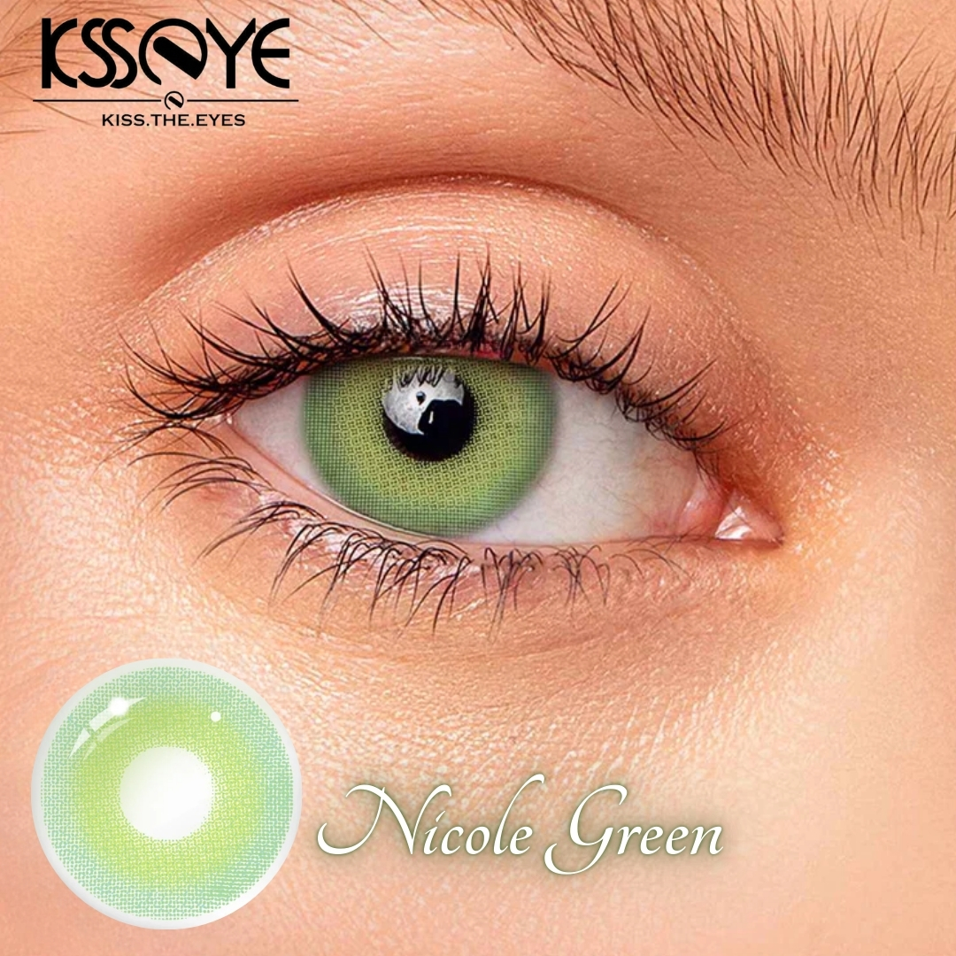 Picture of New Ksseye Nicole green Color Contact Lens With Regular Kit Box For Men and Women.1pair Premium Quality Ksseye Color Contact Lens For Eye fashion Makeup. Ksseye Nicole Series. #nicolegreen