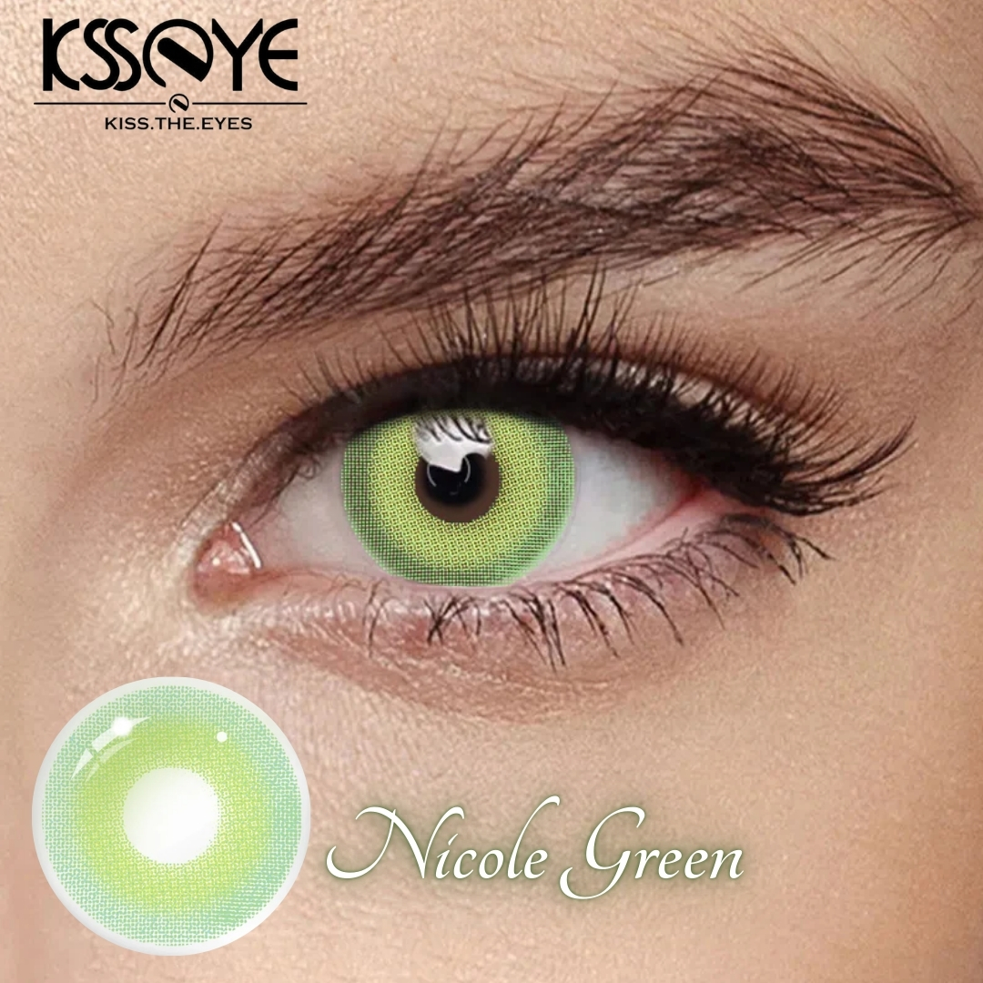 Picture of New Ksseye Nicole green Color Contact Lens With Regular Kit Box For Men and Women.1pair Premium Quality Ksseye Color Contact Lens For Eye fashion Makeup. Ksseye Nicole Series. #nicolegreen