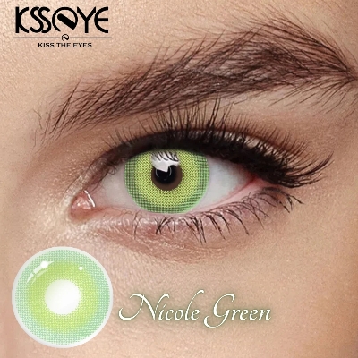 Picture of New Ksseye Nicole green Color Contact Lens With Regular Kit Box For Men and Women.1pair Premium Quality Ksseye Color Contact Lens For Eye fashion Makeup. Ksseye Nicole Series. #nicolegreen