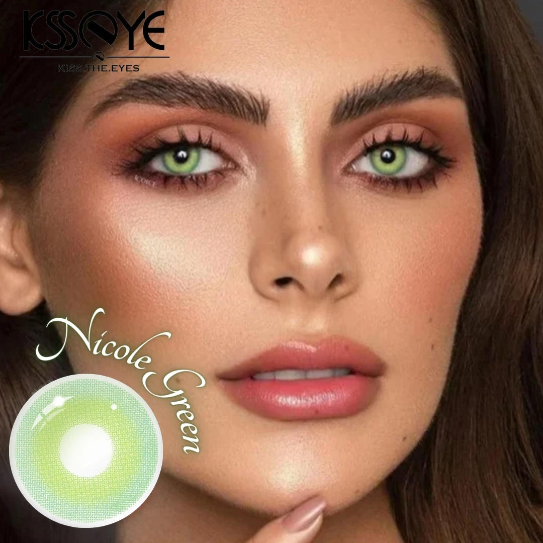 Picture of New Ksseye Nicole green Color Contact Lens With Regular Kit Box For Men and Women.1pair Premium Quality Ksseye Color Contact Lens For Eye fashion Makeup. Ksseye Nicole Series. #nicolegreen
