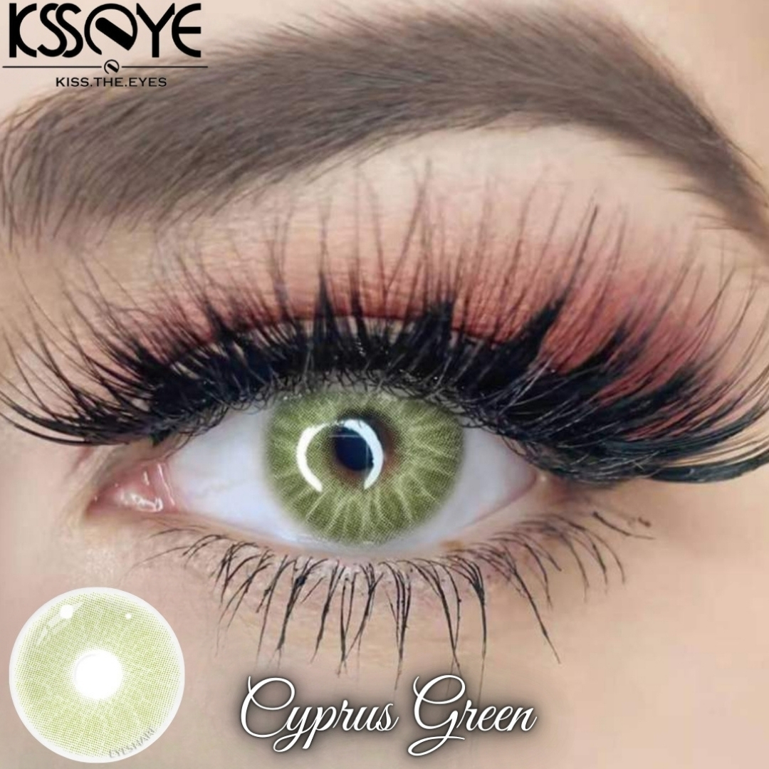 Picture of New Cyprus Green Color Contact Lens With Regular Kit Box For Men And Women. 1 Pair Color Contact Lens For Eye Makeup Cosmetics. Cyprus Series. #cyprus