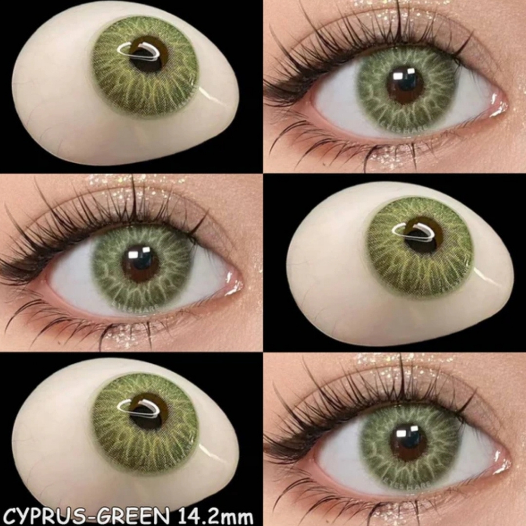 Picture of New Cyprus Green Color Contact Lens With Regular Kit Box For Men And Women. 1 Pair Color Contact Lens For Eye Makeup Cosmetics. Cyprus Series. #cyprus