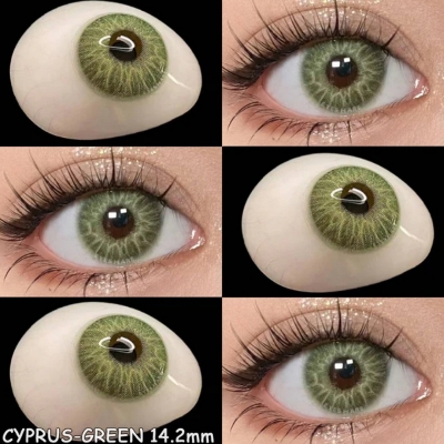 Picture of New Cyprus Green Color Contact Lens With Regular Kit Box For Men And Women. 1 Pair Color Contact Lens For Eye Makeup Cosmetics. Cyprus Series. #cyprus