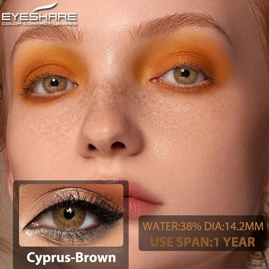 Picture of New Cyprus Brown Color Contact Lens With Regular Kit Box For Men And Women. 1 Pair Color Contact Lens For Eye Makeup Cosmetics. Cyprus Series. #cyprus