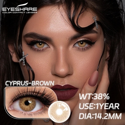 Picture of New Cyprus Brown Color Contact Lens With Regular Kit Box For Men And Women. 1 Pair Color Contact Lens For Eye Makeup Cosmetics. Cyprus Series. #cyprus