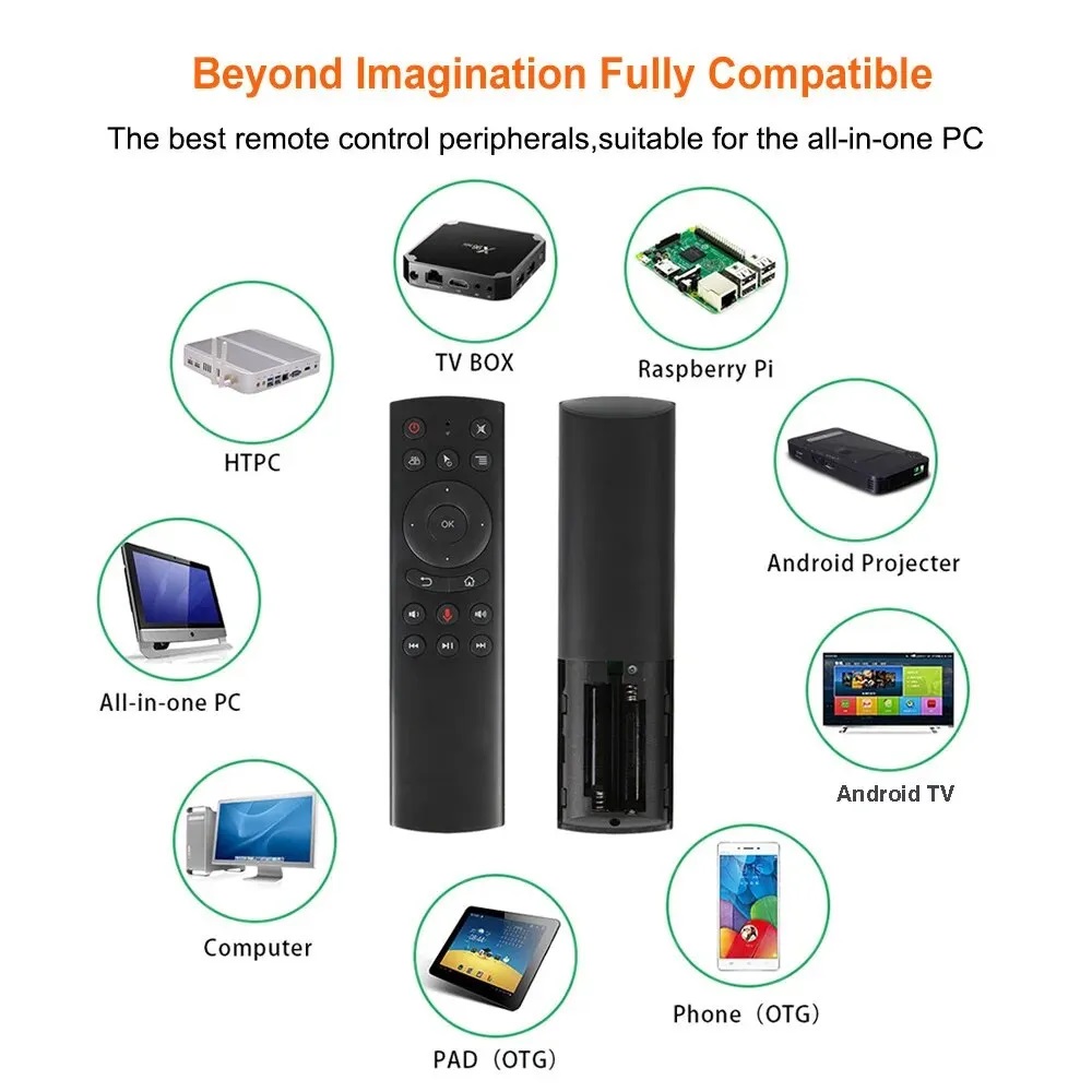 Picture of G20S For Android TV - Television Box 2.4G Air Mouse Wireless Voice Remote Control PC, Projector, Smart TV - Television, Android TV - Television Box, Mini Smart Keyboard Sensing Air Mouse Google Microphone with IR Learning