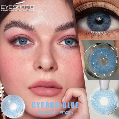 Picture of New Cyprus Blue Color Contact Lens With Regular Kit Box For Men And Women. 1 Pair Ksseye Color Contact Lens For Eye Mackup Cosmetics. Cyprus Series. #cyprus