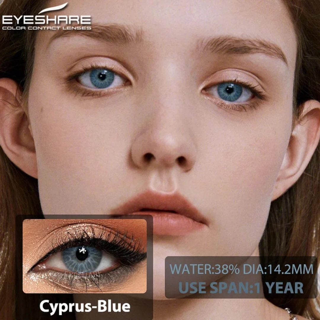 Picture of New Cyprus Blue Color Contact Lens With Regular Kit Box For Men And Women. 1 Pair Ksseye Color Contact Lens For Eye Mackup Cosmetics. Cyprus Series. #cyprus