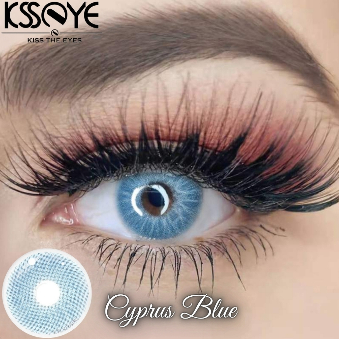 Picture of New Cyprus Blue Color Contact Lens With Regular Kit Box For Men And Women. 1 Pair Ksseye Color Contact Lens For Eye Mackup Cosmetics. Cyprus Series. #cyprus