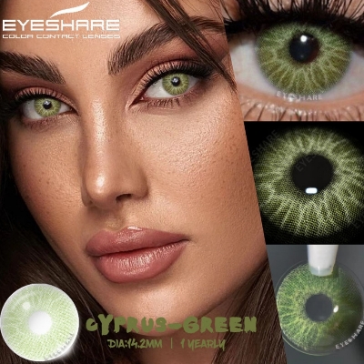 Picture of New Cyprus Green Color Contact Lens With Regular Kit Box For Men And Women. 1 Pair Color Contact Lens For Eye Makeup Cosmetics. Cyprus Series. #cyprus