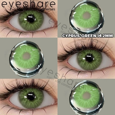 Picture of New Cyprus Green Color Contact Lens With Regular Kit Box For Men And Women. 1 Pair Color Contact Lens For Eye Makeup Cosmetics. Cyprus Series. #cyprus