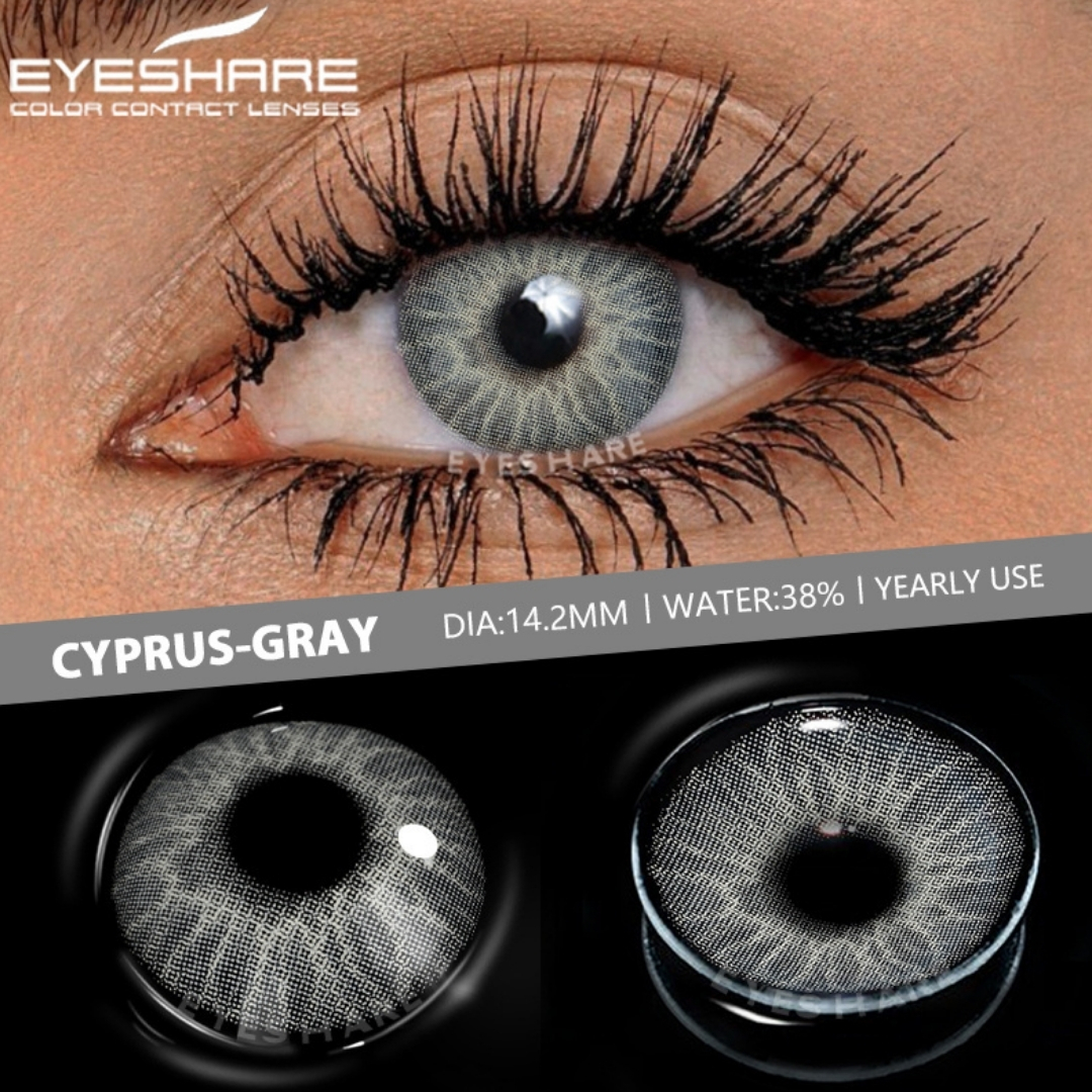 Picture of New Cyprus Gray Color Contact Lens With Regular Kit Box For Men And Women. 1 Pair Cyprus Color Contact Lens For Eye Makeup and Cosmetics. Cyprus Series. #cyprus