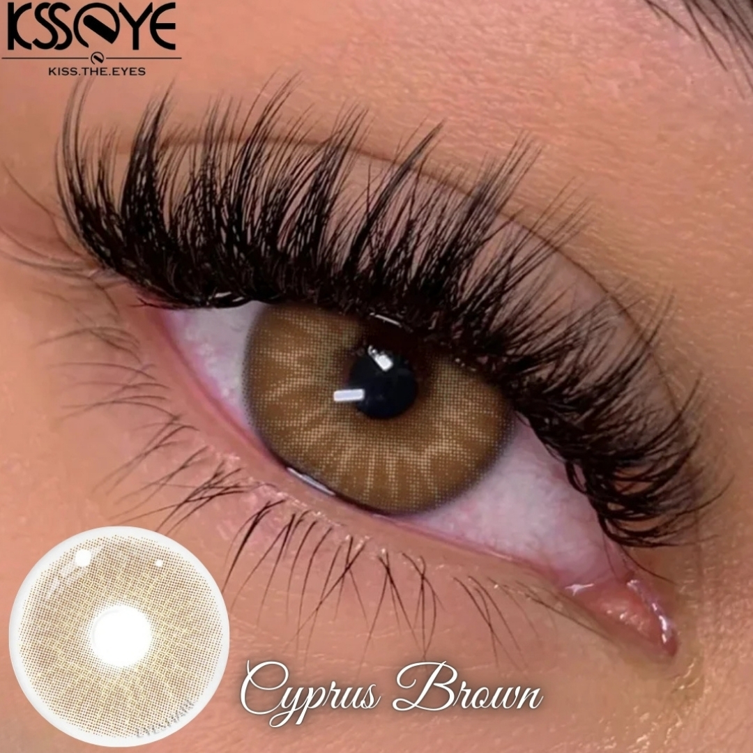 Picture of New Cyprus Brown Color Contact Lens With Regular Kit Box For Men And Women. 1 Pair Color Contact Lens For Eye Makeup Cosmetics. Cyprus Series. #cyprus