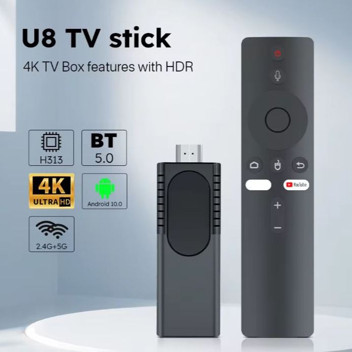 Picture of U8 TV Stick 2.4G 5G Dual WIFI USB Smart Fire Lite Alexa Voice Remote TV Stick 4k Android TV Stick
