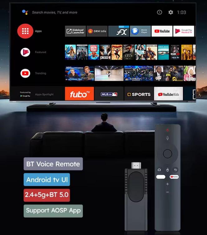 Picture of U8 TV Stick 2.4G 5G Dual WIFI USB Smart Fire Lite Alexa Voice Remote TV Stick 4k Android TV Stick