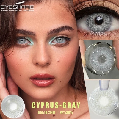 Picture of New Cyprus Gray Color Contact Lens With Regular Kit Box For Men And Women. 1 Pair Cyprus Color Contact Lens For Eye Makeup and Cosmetics. Cyprus Series. #cyprus