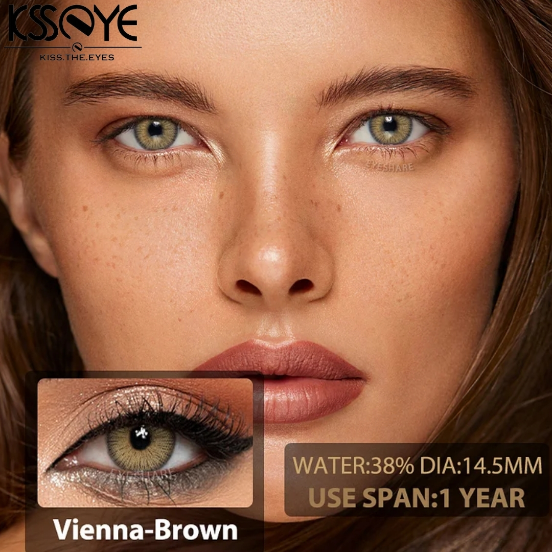 Picture of New Ksseye Vienna Brown Color Contact Lens With Regular Kit Box For Men And Women. 1 Pair Ksseye Color Contact Lens For Eye Makeup Cosmetics. Ksseye Vienna Series. #vienna