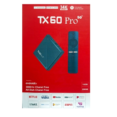 Picture of TX60 Pro 5G 14K ULTRA HD 16GB 256GB Android 16 Smart TV Box Voice Remote, Bluetooth, Free Dish Channel with Warranty