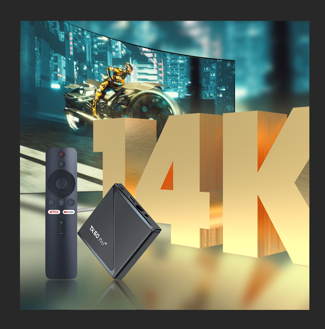 Picture of TX60 Pro 16GB 256GB Android 16 5G 14K ULTRA HD Android Smart TV Box Voice Remote, Bluetooth, Free Dish Channel with Warranty