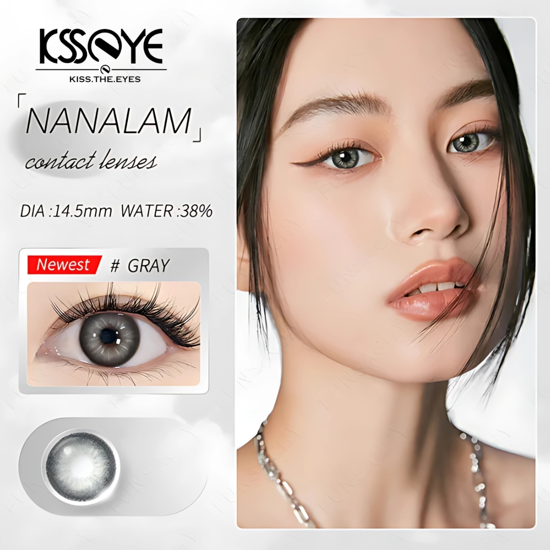 Picture of New Ksseye Nanalam Gray Color Contact Lens With Regular Kit Box For Men And Women. 1 Pair Ksseye Color Contact Lens For Eye Makeup Cosmetics. Ksseye Nanalam Series. #nanalam