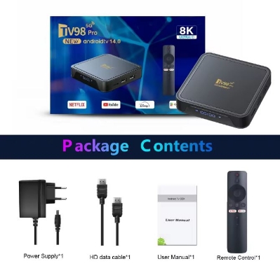 Picture of 2025 Newest TV98 Pro Network Android TV Box H313 Voice Remote Control DDR+EMMC Digital Display 8K Quad Core Set-Top Box
