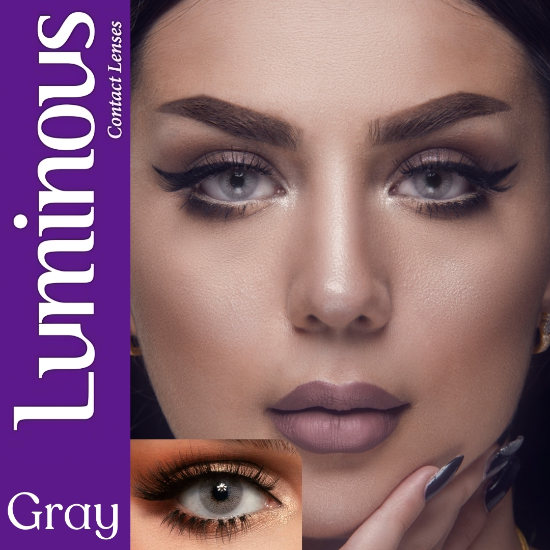 Picture of New Luminous Gray Color Contact Lens With Regular Kit Box For Men and Women. 1 Pair Luminous Color Contact Lens For Eye Makeup and Cosmetics. Luminous Color Contact Lens. #luminousgray