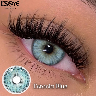 Picture of New Estonia Blue Color Contact Lens With Regular Kit Box For Men and Women. 1 Pair Ksseye Color Contact Lens For Eye Makeup and Cosmetics.Estonia Series. #estonia