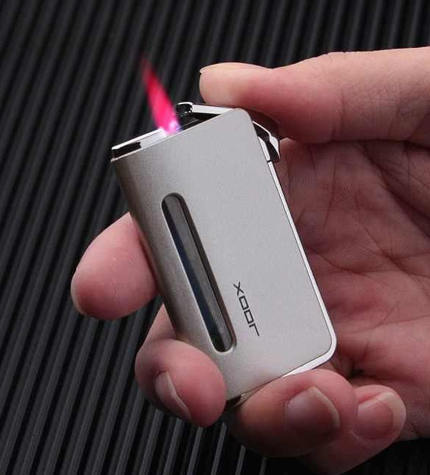 Picture of Ultra-Thin Windproof Mini Inflatable Lighter Metal Gas Lighter Refillable Butane Lighter Red Flame