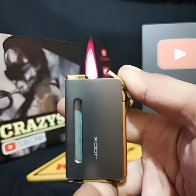 Picture of Ultra-Thin Windproof Mini Inflatable Lighter Metal Gas Lighter Refillable Butane Lighter Red Flame