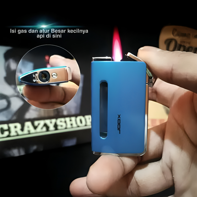 Picture of Ultra-Thin Windproof Mini Inflatable Lighter Metal Gas Lighter Refillable Butane Lighter Red Flame