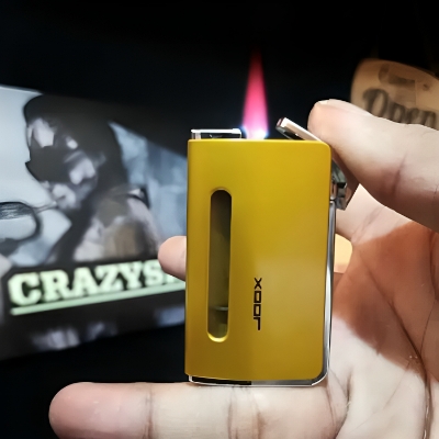 Picture of Ultra-Thin Windproof Mini Inflatable Lighter Metal Gas Lighter Refillable Butane Lighter Red Flame