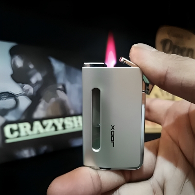 Picture of Ultra-Thin Windproof Mini Inflatable Lighter Metal Gas Lighter Refillable Butane Lighter Red Flame