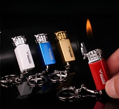 Picture of Mini Butane Gas Lighter Keychain Open Flame Inflatable Creative Hanging Lighter